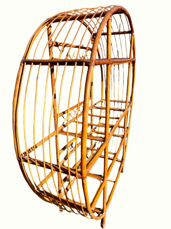 Vintage Round Rattan/Bamboo Shelf - Little Boho Valley