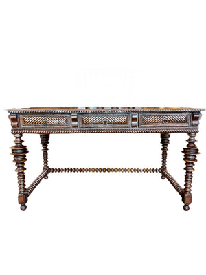 Vintage Sarreid Brand Portuguese Style Carved Wood Table - Little Boho Valley