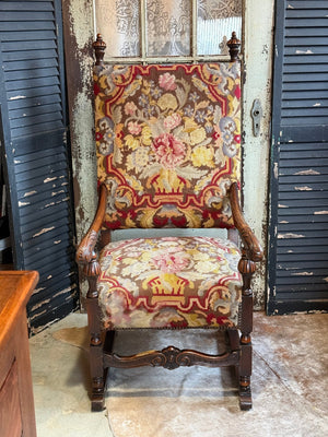Vintage Scroll Arm Floral Tapestry Chair - Little Boho Valley
