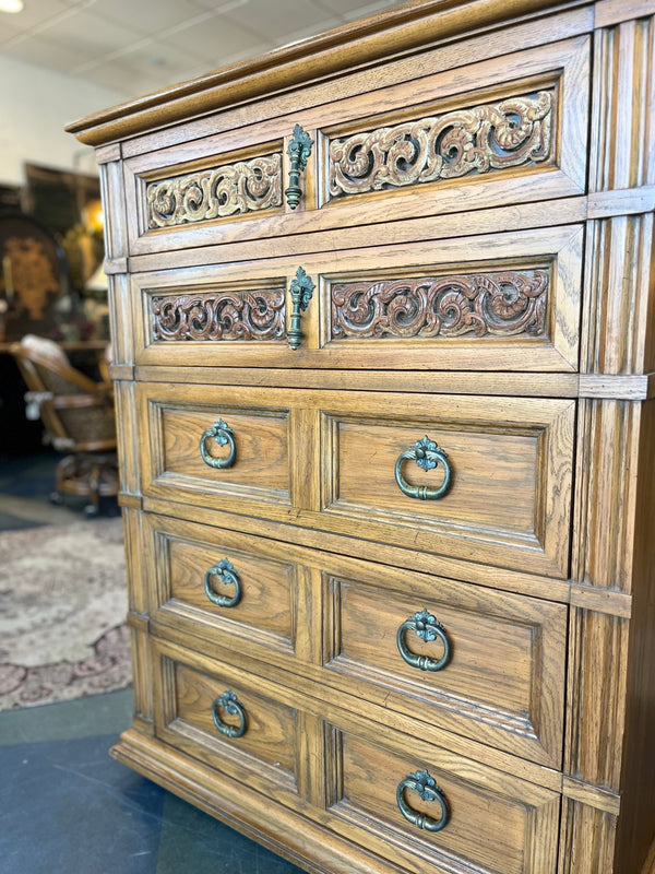 Vintage Thomasville Tall Wooden Dresser - Little Boho Valley