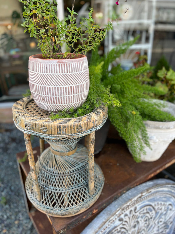 Vintage Wicker Spindle Plant Stand/ Stool - Little Boho Valley
