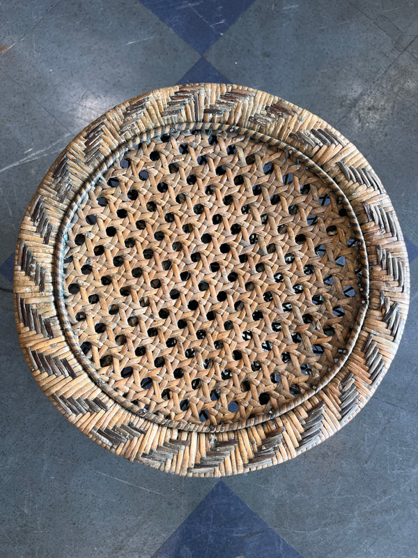 Vintage Wicker Spindle Plant Stand/ Stool - Little Boho Valley