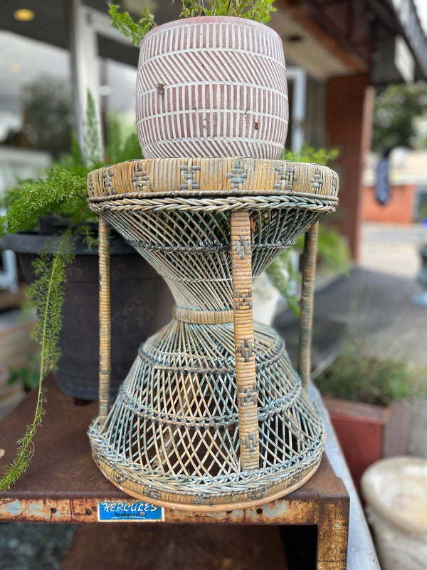 Vintage Wicker Spindle Plant Stand/ Stool - Little Boho Valley