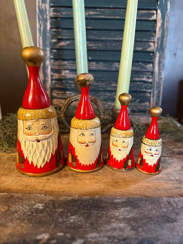 Vintage Wooden Santa Bells - Little Boho Valley