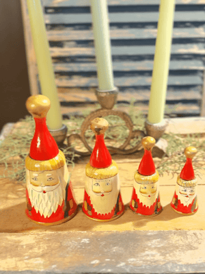 Vintage Wooden Santa Bells - Little Boho Valley