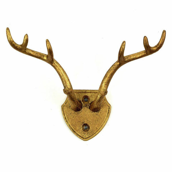 Vagabond Vintage - Cast Iron Gold Leaf Antler Hook  hi