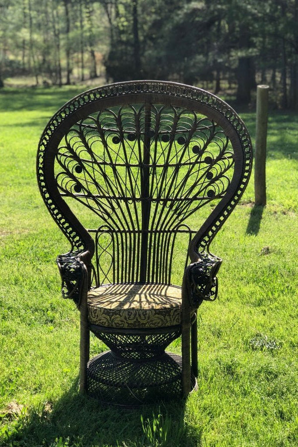 BROWN ORNATE PEACOCK CHAIR - RENTAL - Little Boho Valley