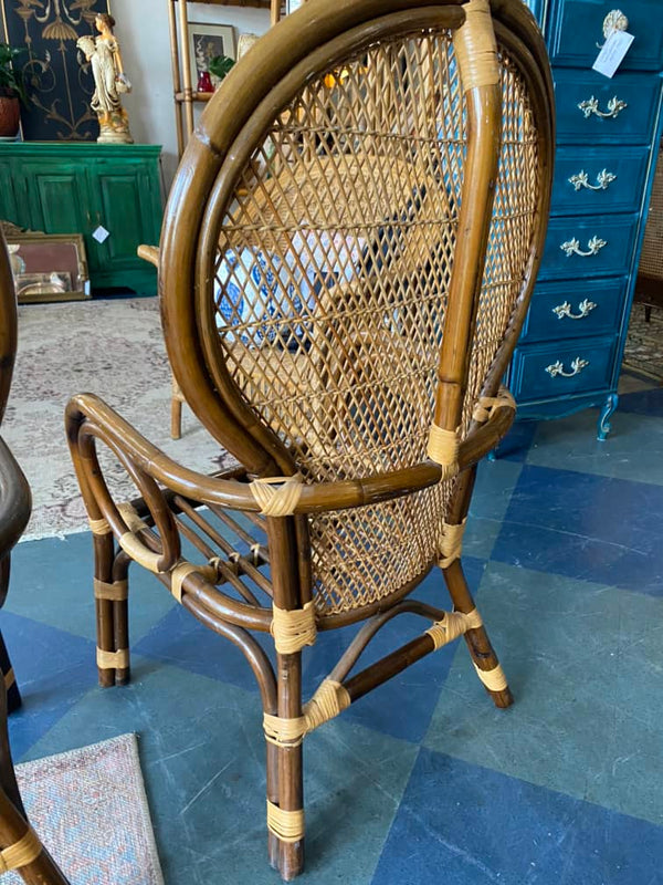 Set of two Rattan Peacock Dining Armchairs