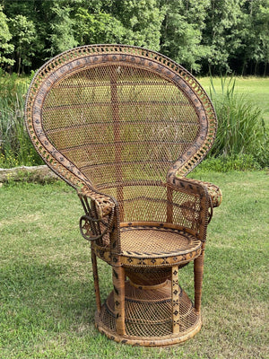 Ornate Rust Brown Peacock Chair - Rental - Little Boho Valley