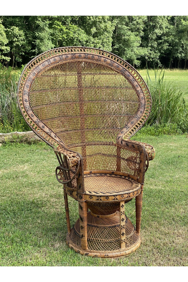 Ornate Rust Brown Peacock Chair - Rental - Little Boho Valley
