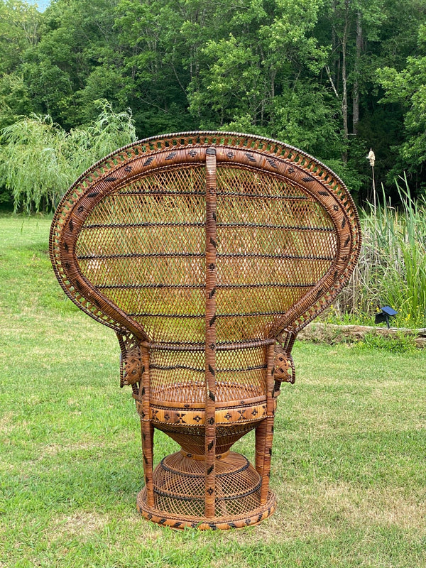 Ornate Rust Brown Peacock Chair - Rental - Little Boho Valley